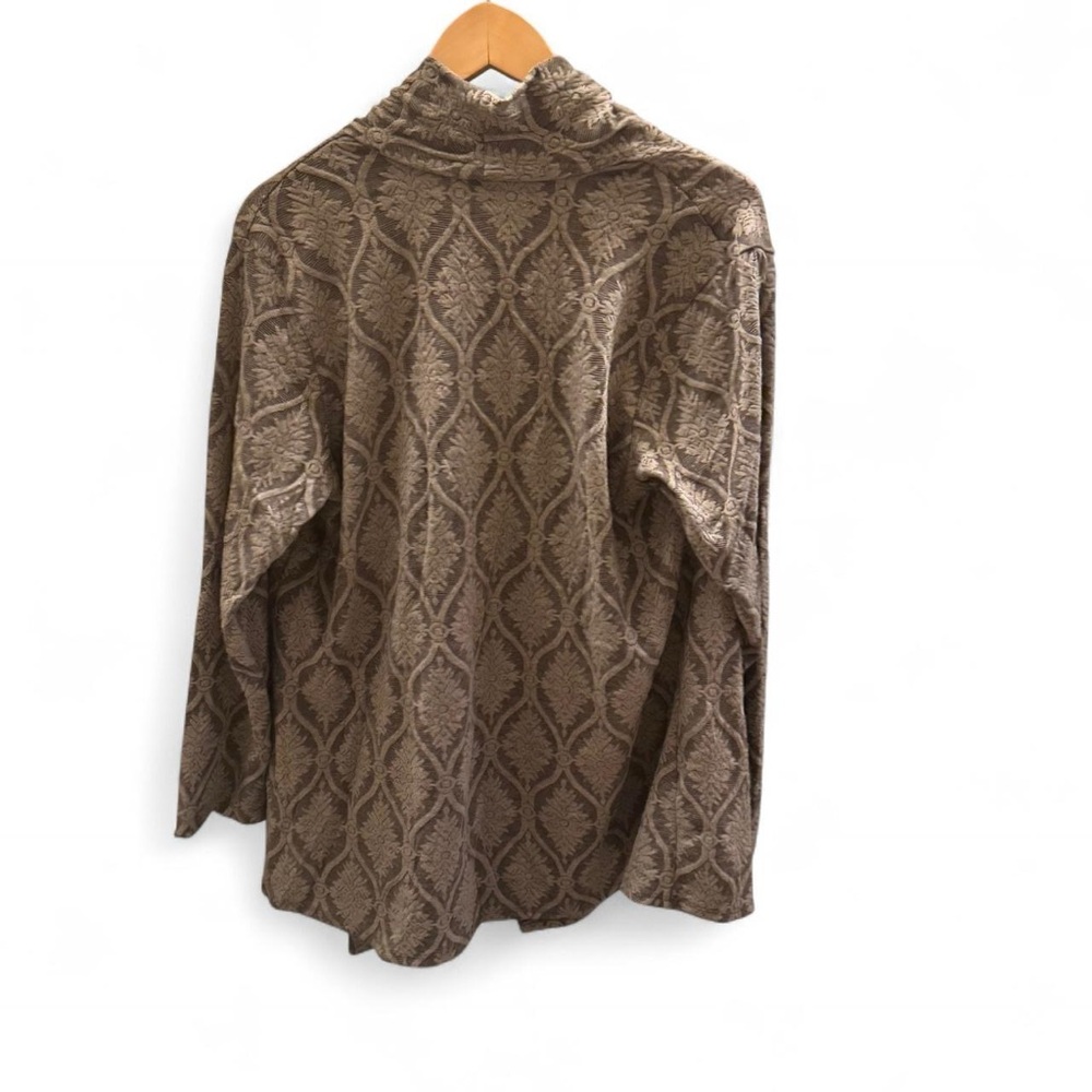 Women’s 1X Draped Asymmetrical Knit Cardigan Gray Textured Open Front Top - Picture 9 of 9
